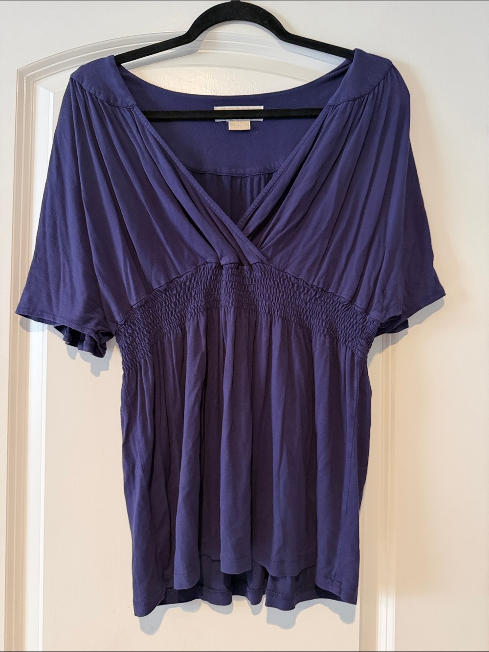 Michael Kors Purple Smocked-Waist Top